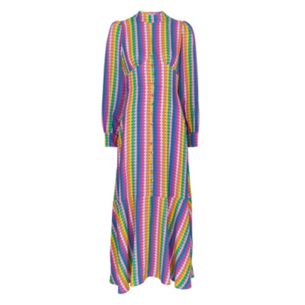 Olivia Rubin Agnes Rainbow Maxi Dress Size 4 Bold Boho Designer Maximalist - Picture 15 of 16